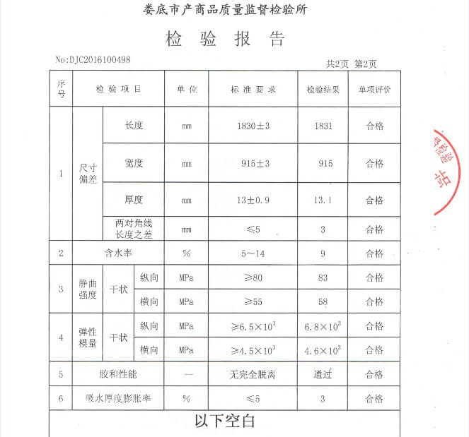 中南神箭建筑木模板13mm檢測(cè)報(bào)告第2頁(yè)